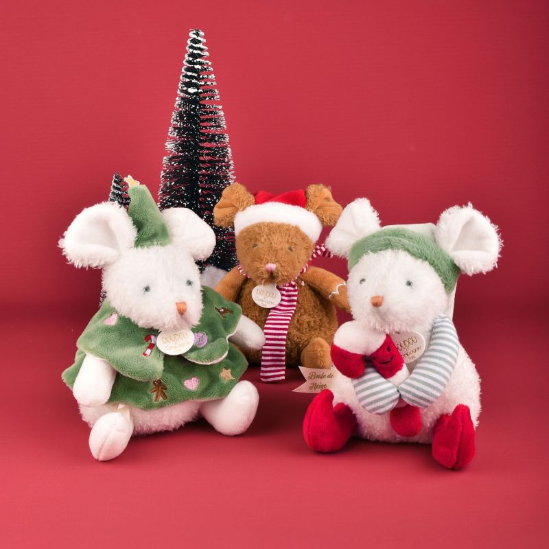 Image d'ambiance de présentation du produit Souris de Noël (modèle mystère) - Doudou et Compagnie